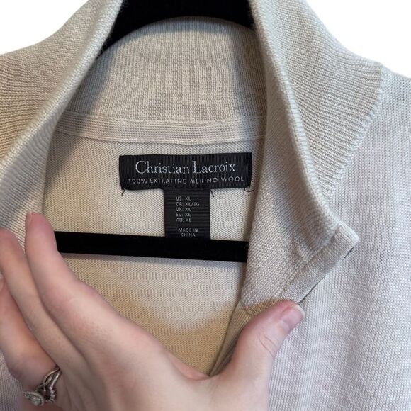NWT-Christian LaCroix- Men’s 100% Merino Wool Quarter ¼ Zip Sweater Pullover, XL - Picture 2 of 10